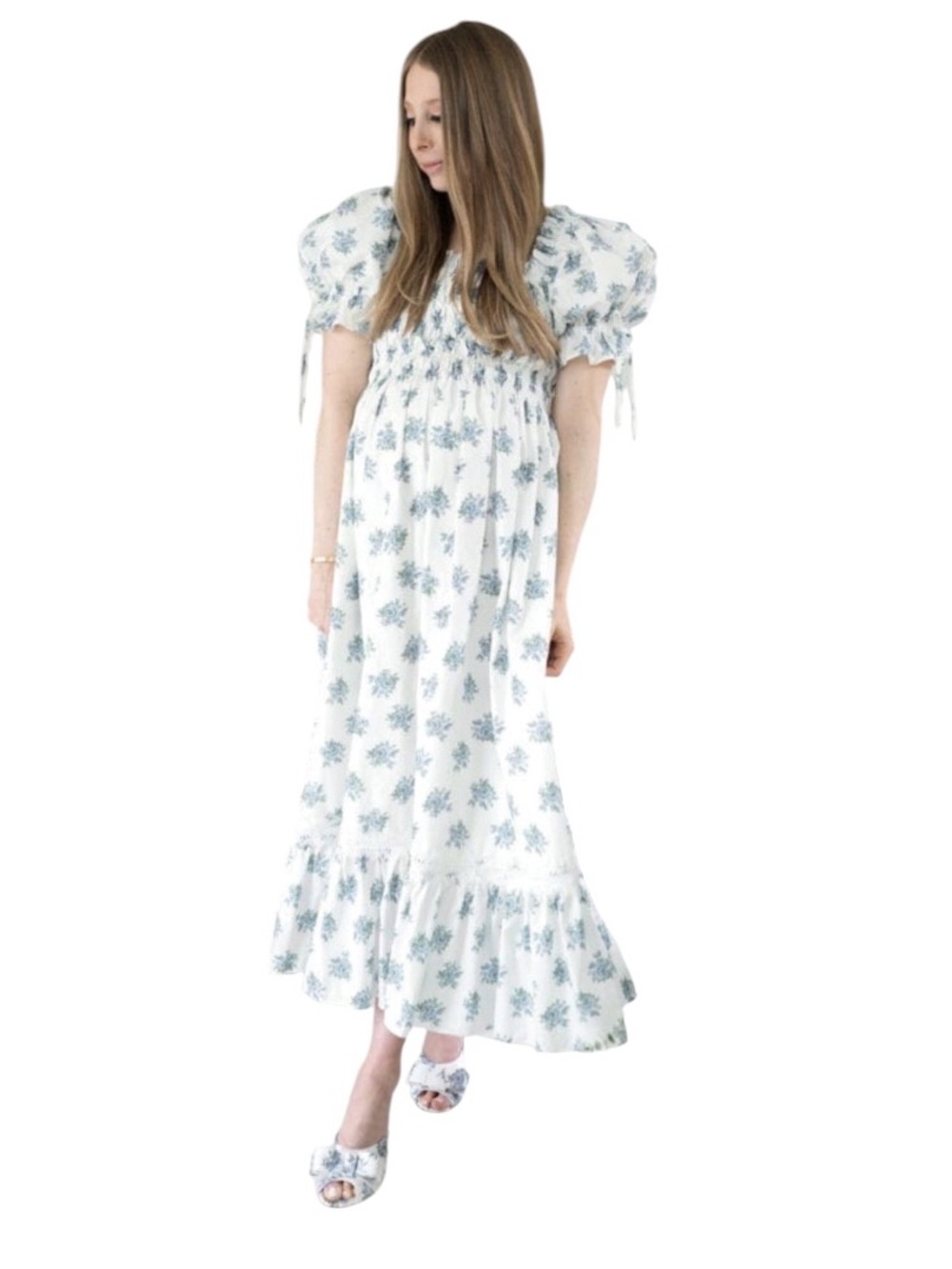 Born on Fifth for Antonio Melani The Lottie White and Blue Floral Maxi Dress